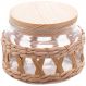 Pote Hermético de Vidro Tampa Madeira e Sisal 350ml Redondo Mantimentos Wolff