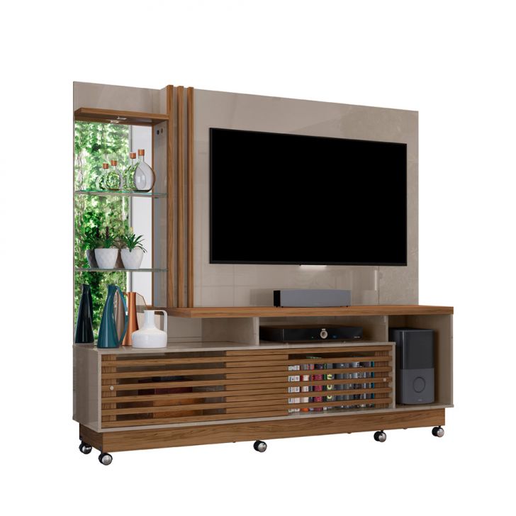 Estante para Home Theater e TV até 60 Polegadas com Rodízios Frizz Fendi e Naturale
