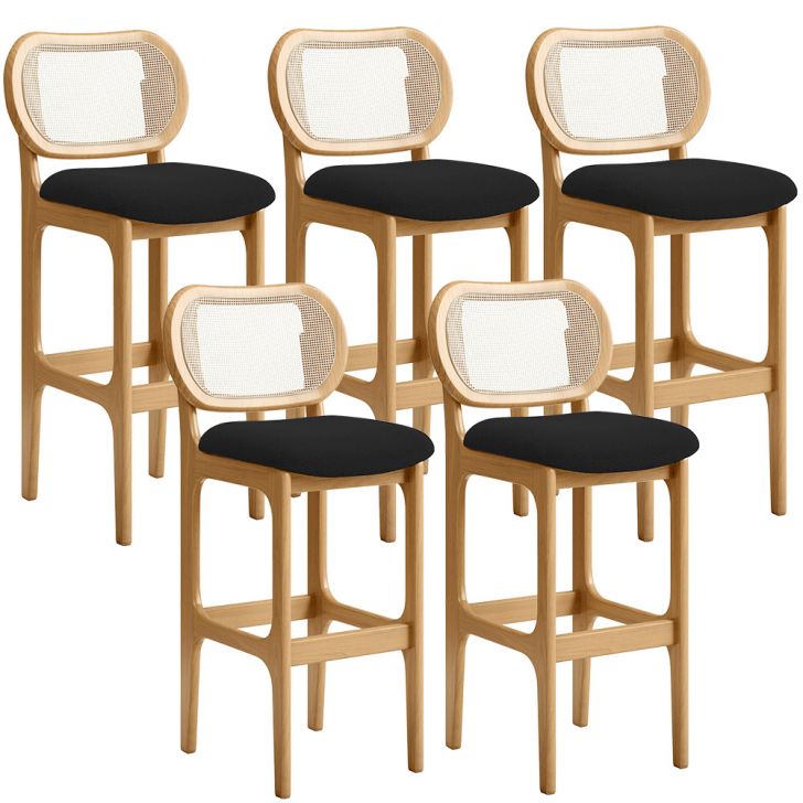 Kit 05 Banquetas Altas Para Cozinha Bancada Sala Tela Betta Fixa L02 Bouclê Preto - Lyam