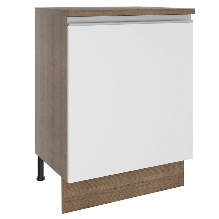 Balcão Armário de Cozinha 60 cm 1 Porta Rustic/Branco Glamy Madesa