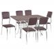 Conjunto Mesa de Jantar 137cm com 6 Cadeiras Multimóveis CR50139 Nogueira/Marrom