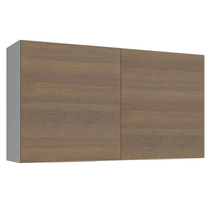 Armário Aéreo Madesa Stella 120 cm 2 Portas - Branco/Rustic