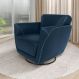Poltrona Decorativa Valentina Sala de Estar Giratória Couro Azul Marinho Brilho G40 - Gran Belo