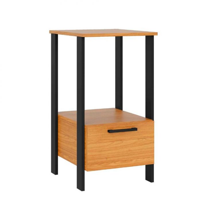 Mesa Lateral Retangular Elise 100% MDF 1 Gaveta Freijó e Preta