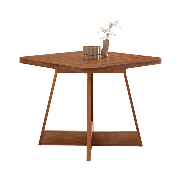 Mesa de Jantar Quadrada com Tampo de MDP Átria Nogal e Rosê