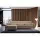 Sofá 3 Lugares Living com Chaise Esquerdo Pés e Base em Madeira Linho Cotton Bege