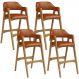 Kit 04 Banquetas Altas Para Cozinha Sala de Jantar Bar Suran L02 Couríssimo Camel - Lyam Decor