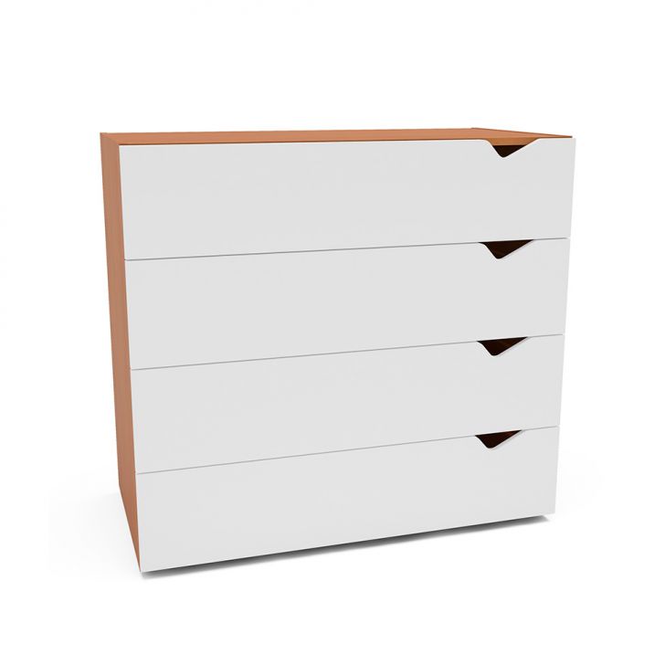 Cômoda Porto 4 Gavetas Branca e Freijó