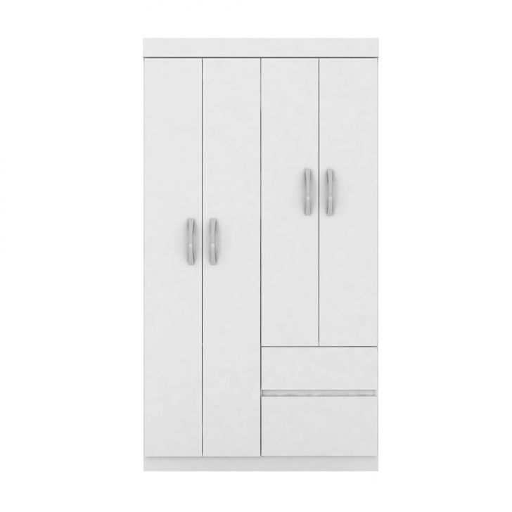 Guarda-roupa Solteiro Lótus Flex 4 Portas 2 Gavetas Branco E Rosa