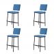 Kit 4 Banquetas Fixa Decorativa Base de Aço Marcius Linho Azul Jeans - Gran Belo
