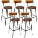Kit 05 Banquetas Alta Bar Cozinha Sala De Jantar Milão L02 Couríssimo Whisky Marrom - Lyam Decor