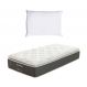Colchão Solteiro Safira Plush Molas Ensacadas (30x88x188) Branco e Cinza com Travesseiro Guldi Soft Nasa Branco
