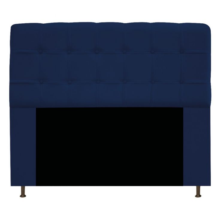 Cabeceira Estofada Mel 160 cm Queen Size Com Botonê Suede Azul Marinho - Amarena Móveis