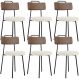Kit 06 Cadeiras Decorativas Estofada Sala Jantar Barcelona L02 Couríssimo Marrom Linho Cru - Lyam