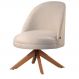 Poltrona Decorativa Lilli Boucle Off White com Base Giratória em Madeira