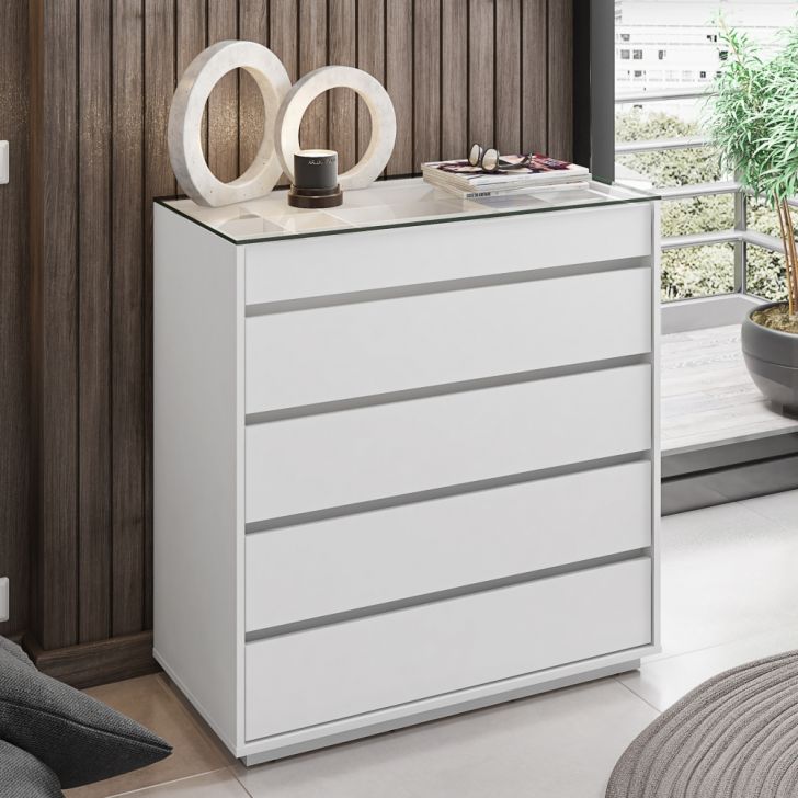 Cômoda Suellen Branco com Gaveta Organizadora