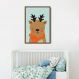 Quadro Infantil Rena na Neve 86x60 Caixa Marrom