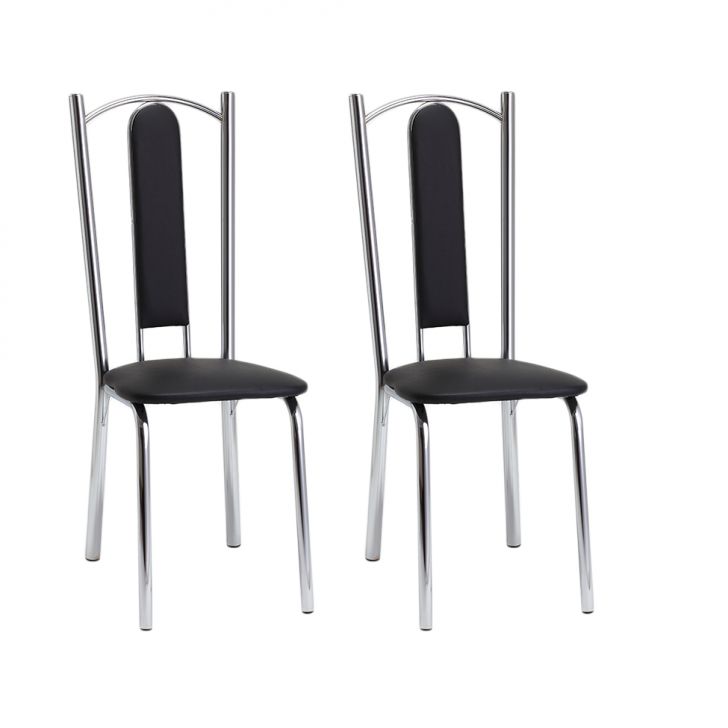 Conjunto com 2 Cadeiras Carla Cromado e Preto