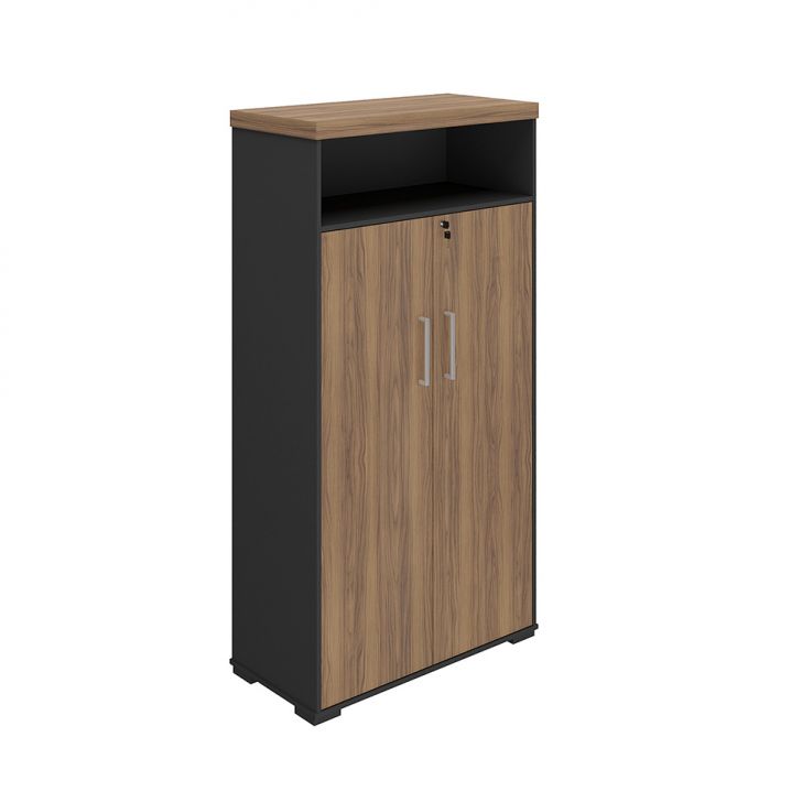 Armário de Escritório Zaira 2 PT Nogal e Preto 173 cm