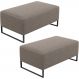 Kit 02 Puffs Decorativo Sala De Estar Cléo 90cm W01 Base Ferro Preto Bouclê Bege - Lyam Decor