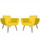 Combo 02 Poltronas Decorativas Flora Pés Palito Suede Amarelo - DS Estofados