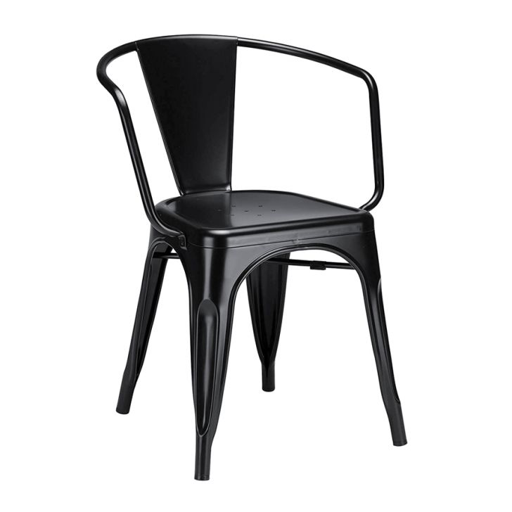 Cadeira Iron Tolix com braços - Industrial - Aço - Vintage - Preto