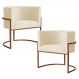 Kit 2 Poltronas Decorativa Luana Base Bronze Veludo Bege - Montanaris Decor