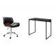 Conjunto de Mesa Studio com Cadeira de Escritório Diretor Giratória Lauren Preta