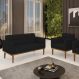 Conjunto Poltrona e Namoradeira Decorativas Karen Pés Fixo em Madeira Castanho Linho Preto G19 - Gran Belo