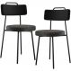 Kit 02 Cadeiras Decorativa Estofada Sala Jantar Barcelona L02 Couríssimo Preto Linho Chumbo - Lyam