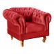 Poltrona Chesterfield Dom Pedro Vintage Retrô Capitonê Suede Vermelho