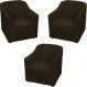 Kit 3 Poltronas Decorativa Para Sala Recepção Manicure Consultório Mila Suede Marrom Pés De Plástico Cromado
