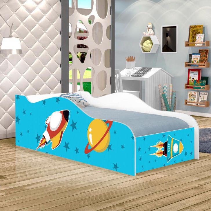 Cama Fun Foguete Espacial Solteiro Com Colchão