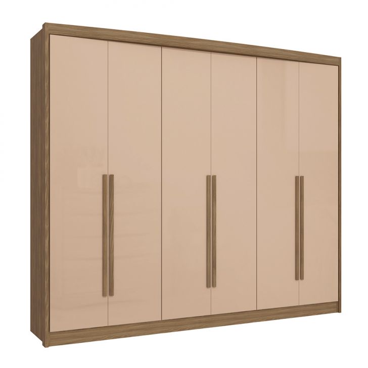 Image of Guarda-roupa Casal Tormaline 6 Portas 6 Gavetas Nogueira E Macadamia PLA-KA161CL88ENFMOB
