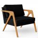 Poltrona Decorativa Para Sala de Estar Pietra Com Estrutura De Madeira L02 Linho Chumbo - Lyam Decor