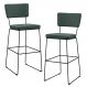 Kit 02 Banquetas Alta Para Cozinha Sala Base em Aço Fixa Allana L02 Linho Verde Musgo - Lyam Decor