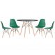 Mesa redonda Eames 100 cm preto + 4 cadeiras Eiffel DSW Verde escuro