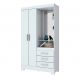 Guarda-Roupa Solteiro com Espelho Pequin Flex 2 PT 3 GV Branco e Rosa Chá