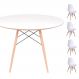 Conjunto Mesa Eames Eiffel DSW Redonda Branca 120cm + 4 Cadeiras Eames DSW - Branca