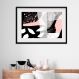 Quadro Horizontal Abstrato Preto e Rosa - 60x48cm