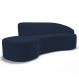 Sofá Living 4 Lugares 300cm Braço Direito Mozart D06 Veludo Azul - Mpozenato
