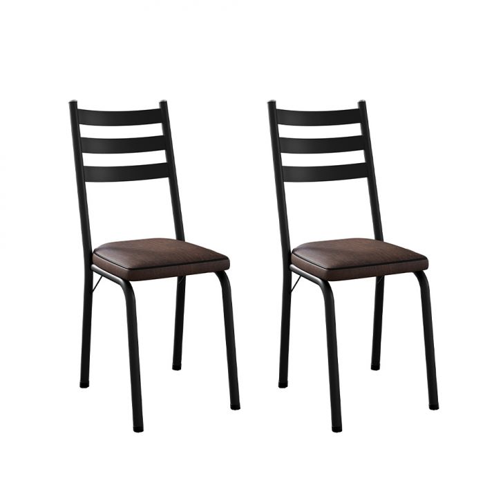 Conjunto com 2 Cadeiras New Revestimento Sintético Imbuia e Preto
