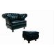Poltrona Decorativa Fixa com Puff Banqueta Pés de Madeira - Corano Preto