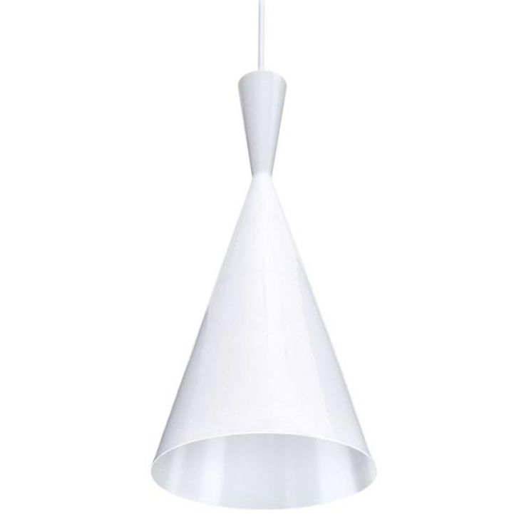 Luminária pendente Tom Dixon Beat Tall Funil Branco com interior branco