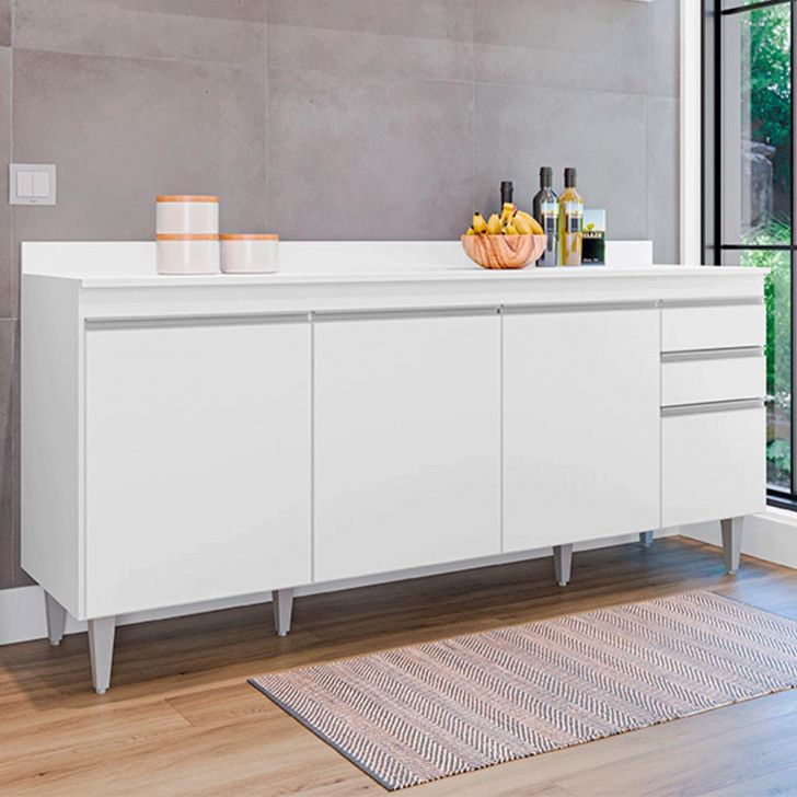 Balcão de Cozinha com Tampo Apex MDP/BP Branco G96 - Gran Belo