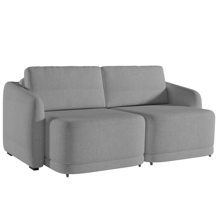 Sofá Cama para Sala de Estar 2 Lugares 176cm Montserrat K01 Bouclê Cinza - Lyam Decor