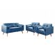 Conjunto De Sofá 2 Lugares E Poltronas Luma - Linho Azul