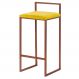 Banqueta Decorativa Jasmine Base Bronze Suede Amarelo G41 - Gran Belo