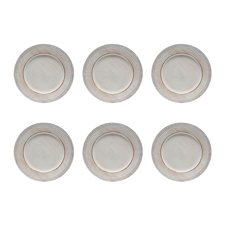 Conjunto De Sousplat Com 6 Peças Grego Branco 33 Cm