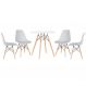 Mesa redonda Eames 70 cm + 4 cadeiras Eiffel DSW Mesa branco com cadeiras cinza claro